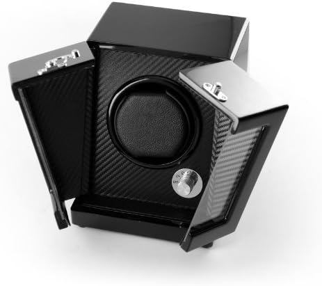 MusicBoxattic модерен HI Gloss Black Single Rotor Watch Watcher со ентериер за јаглеродни влакна