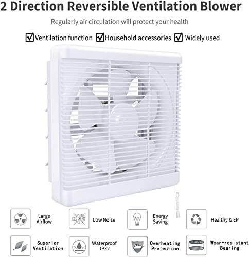 Хугом прозорец Реверзибилна кутија за затворање на вентилаторот за издувни гасови низ wallидниот вентилатор вентилатор Екстрактор