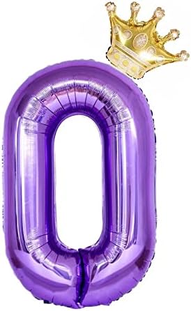40-инчен виолетова број 4 сет на балони со круни, 4-ти роденденски балони за украси за роденденска забава.