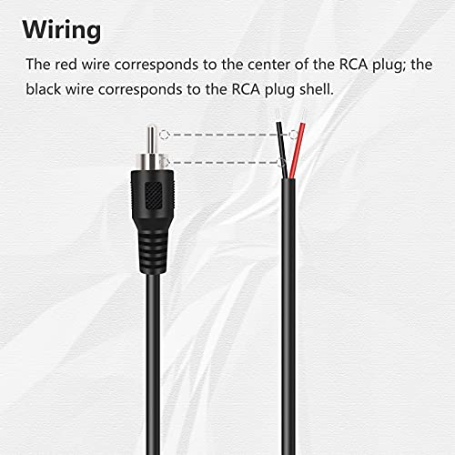 Bollogk 4 пакет RCA Meal to Sounder Wire, RCA машки приклучок адаптер конектор за голи жица Отворен крај аудио кабел за засилувач аудио видео приемници звучници