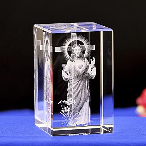 3Д Бог Исус Кристал статуа таблета Добра среќа кристално стакло коцка црковно сувенири/Син Божји скулптури Спасиор Фигурини подароци за богатство Нова Година #1