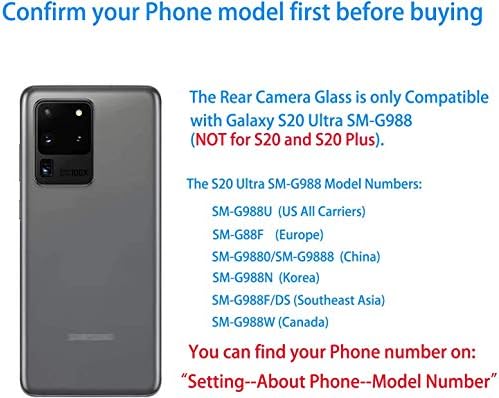 Lnonls Oem Задна Камера Стаклена Леќа Замена За Samsung Galaxy S20Ultra 5G G988 Сите Превозници Со Лепило За Рамка На Камерата Претходно