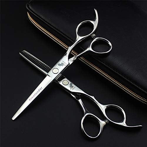 Ножици за фризери поставени 6,0 инчи ножици за сечење на коса од не'рѓосувачки челик и ножици за слабеење на фризер, за салон или домашна