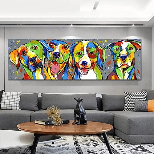 Со голема големина дневна соба wallидни слики цртан филм животно сликарство куче платно уметнички постери и отпечатоци од домашна уметност декорација 70x210см рамка б?