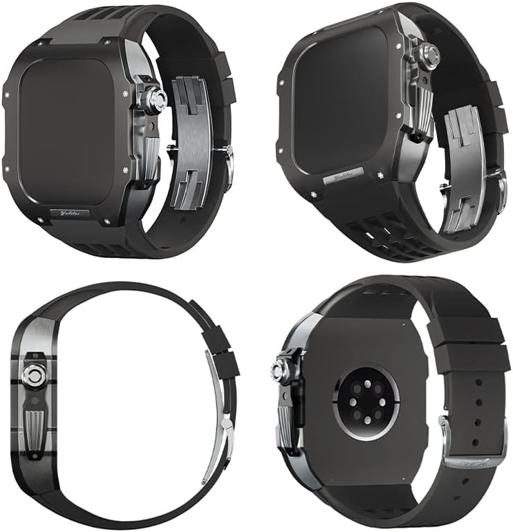 AEMALL Гумена Лента Титаниум Рамка За Apple Watch 8/7 Apple Mod Гледајте Додаток Замена Титаниум Луксузен Случај Компатибилен Со Iwatch Серија