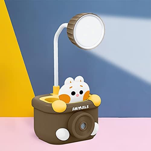 Мала ламба за дожд - ламба за полнење на работната маса за деца, 360 ° флексибилна гушава слатка ламба за маса, ламба за маса со