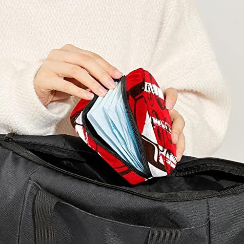 Санитарна торба за складирање на салфетки, фудбалски фудбал црвена преносна менструална торба за менструации за тинејџери продавници
