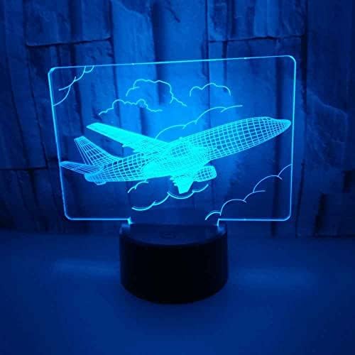 Sukudo 3D оптичка илузија LED светилка за осветлување ноќно светло, авион 16 бои табела за ламба со USB полнач за деца во кревет маса