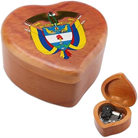 Национални симболи на Колумбија Вуд Музичка кутија Гроздобер музички кутија подарок за Божиќен роденден Денот на вineубените