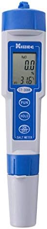 Мерач на квалитет на вода Shisyan Y-lkun Преносен научен дигитален водоотпорен мерач на сол мерач 0,0% до 10,0% аквариум во вода Квалитет