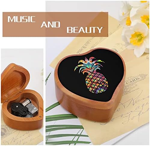 Психоделична музичка кутија од дрво од ананас гроздобер музички кутии подарок за Божиќ роденден Денот на вineубените во форма на срце