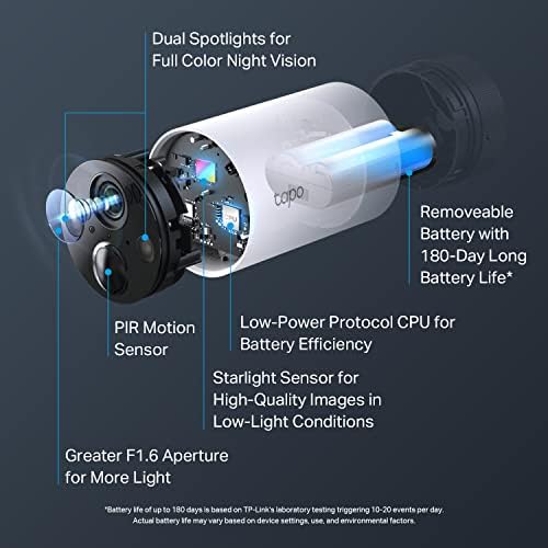 TP-Link на отворено безжична безбедносна камера | 2k qhd | Ноќна визија во боја | Сензор за lightвезда | Движење/откривање на лице/возило |
