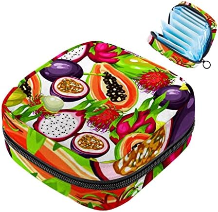 Санитарна торба за складирање на салфетка, торбичка за подлога, торбичка за подлога, мала торба за шминка, шарена шема нацртана со овошје