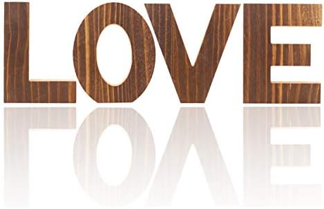 Потресено мулти обоен дрво блок Loveубов, декоративни дрвени исечени букви