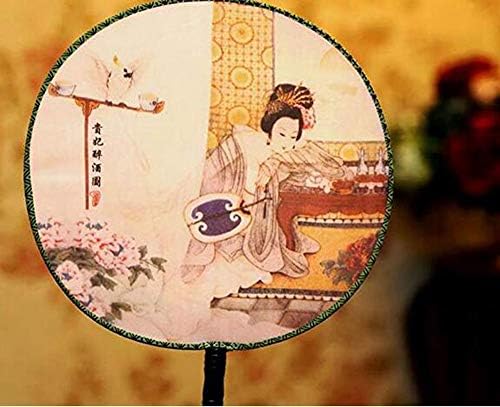 Суоирблсс комплет од 4 Елегантни Гроздобер Кинески Обожавател На Танцување Традиционално Сликарство Тркалезна Рака Вентилатор Класичен Палата