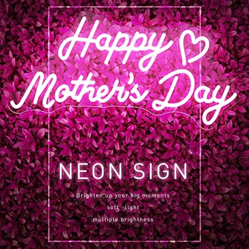 Бвтра Среќен Ден На Мајката Неонски Знаци Со Затемнет Прекинувач, Розова LED Светлосен Знак За Подарок За Декорација На Денот На Мајката,
