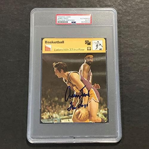 1977 година Едито Jerryери Вест потпиша трговска картичка PSA/DNA Encapsulated Lakers Autographe - непотпишани кошаркарски картички