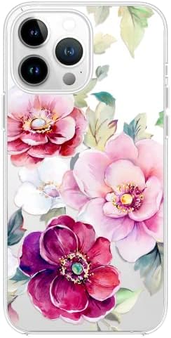 IPhone 14 Pro Max Случај на блинги, Жени Девојки Симпатична Цветна Шема Дизајн На Рози Во Цветен Стил Транспарентен Мек Tpu Заштитен Јасен Случај Компатибилен За iPhone 14 Pro Max 6,