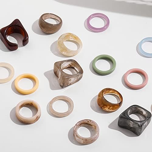 Колезо мода шарена транспарентна смола квадратна кружна бујна прстени за жени гроздобер прстени за прсти на прстени за прсти на прсти за накит-65114