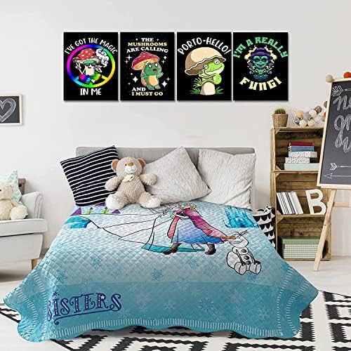 Смешна печурка и жаба Цитат постер wallидни печати, апстрактни цртани филмови смешни позитивни понуди постер, wallидна уметност платно за дневна соба спална соба детс?