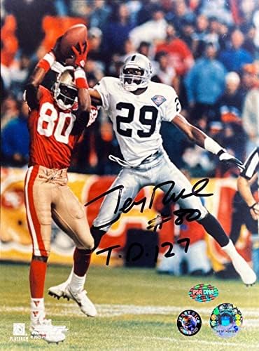 Jerryери Рајс Оукленд Рајдер NFL 8x10 потпишана фотографија PSA J44475 - Автограмирани НФЛ фотографии