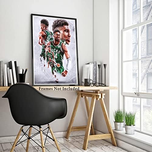 Супер кошаркарска starвезда ianанис Антетокунмпо постер wallидни уметнички отпечатоци, '' грчки навивач '' - кошаркарска starвезда