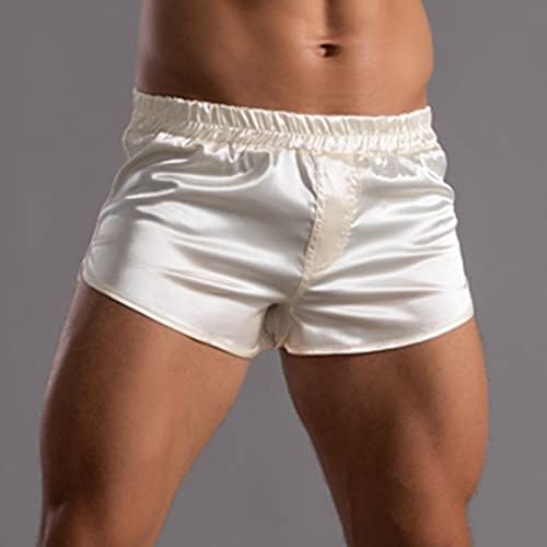 BMISEGM MENS BOXERS Долна облека Менти летни цврсти панталони во боја Еластичен бенд лабав брз сув случајно спортско трчање памук
