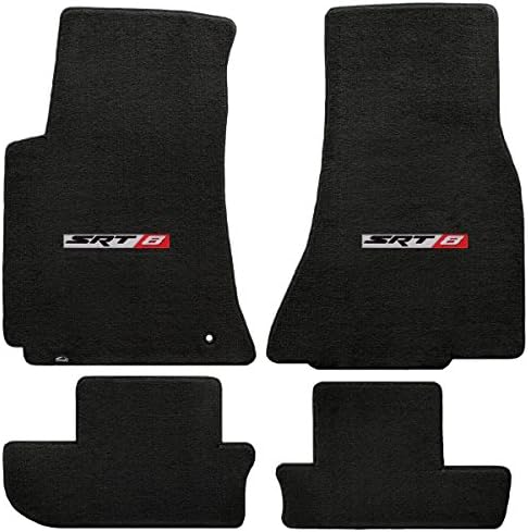 Fits 2008-2010 Dodge Challenger 4PC Ebony Black And Front & Reade Dep Mats со лого SRT-8 во Red & Silver