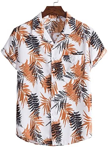 Мажи пролетно лето 2 парчиња сет плажа печатена кошула со краток ракав краток сет на врвот на модата со качулка од мода за мажи