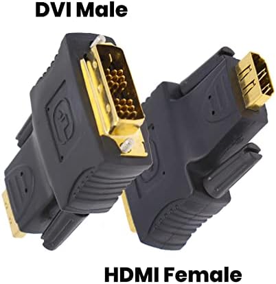 Pyle Home HDMI to DVI адаптер - DVI машки 18 пин до HDMI Femaleен 19 пин w/ 24k злато -позлатени конектори, ПВЦ јакна, приклучете го Blu -ray