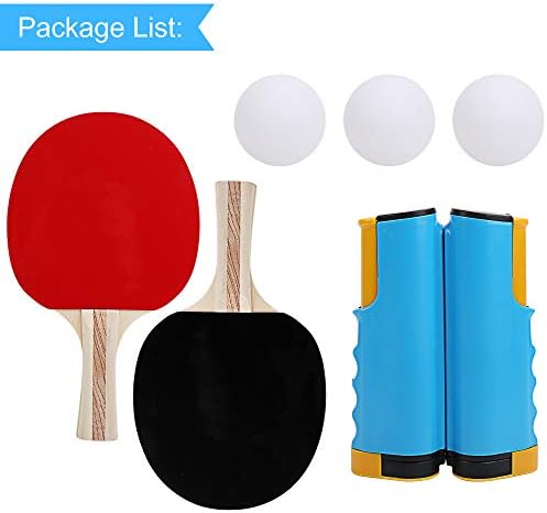 IamGlobal Ping Pong Pong Set со мрежна мрежа, 2 рекети за премија за лопатки, 3 топки за тенис на табели, 1 мрежа што може да се повлече, 1 торба за складирање, табела за понг и пинг -п