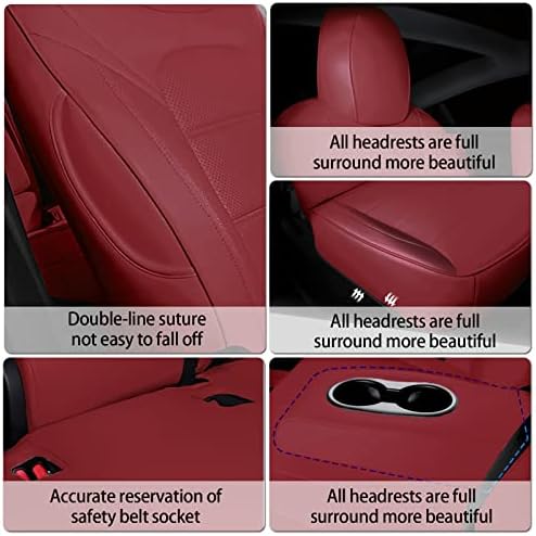 Ruiyue Carry Fit Tesla Model Y Car Seat Cover, заштитник на кожни седишта Nappa, целосни опкружени прилагодени додатоци за внатрешни работи