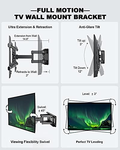 Ergo Tab Full Motion Mount Mount Articulating Swivel Extension Armit одговара на повеќето 37-75 инчи LED LCD OLED 4K рамен заоблен