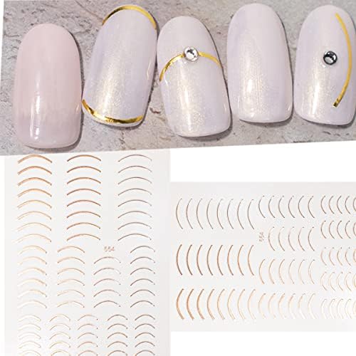 Линиски налепници за уметност на нокти Декларации Француска насмевка Шарена крива ленти линии за нокти Едноставно француски стил