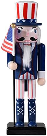 НОЛИТОЈ Дрвениот американски патриотски војник на оревици Слика 25см Ден на независност Ден на оревчеста кукла Десктоп Орнамент 4 -ти