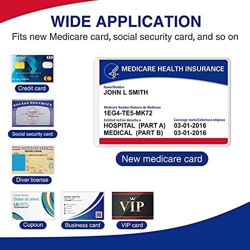 Fabmaker Нов заштитник на картички Medicare, 6 пакет држач за пластични картички за паричник единечен 12 милји ракав за водоотпорни картички пластични