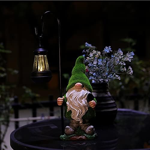 Hdnicezm се собрани градина gnome статуа, голем гном на отворено со соларни светла, смешни градинарски фигурини за декор на домашен двор