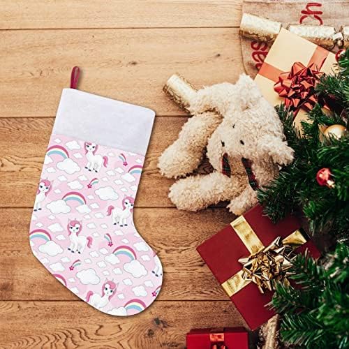 Бајка шема со слатки еднорози Божиќни порибни божиќни чорапи торбичка куќа семејство Божиќ декор