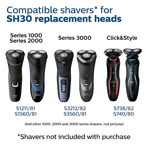 Глави за бричење на Филипс Норелко за Shaver Series 3000, 2000, 1000 и кликнување и стил, SH30/52
