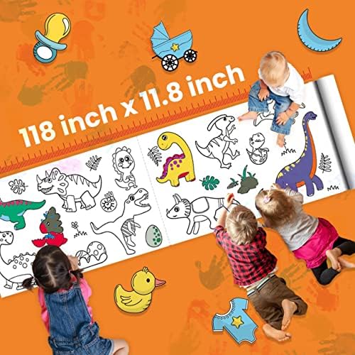 2pcs DIY повторно стапче за цртање хартија со креони и безбедносни ножици, ролна за цртање за деца за деца од 120х12