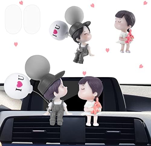 Слатка декорација на табла за автомобили, 2 пакувања прекрасна бакнеж двојки момчиња девојчиња со балони украс за цртички,