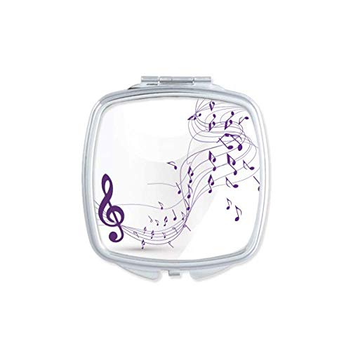 Flappg Purple Music Notes White Mirror Square Protable Rand Pocket Makeup