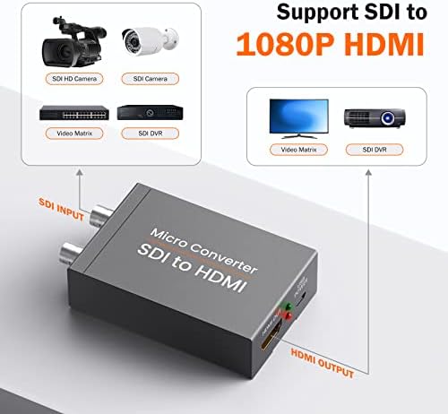 Eyoyo SDI До HDMI Конвертор, Целосна HD 1080p@60Hz Аудио &засилувач; Видео Излез, Поддршка ЗА SD-SDI, HD-SDI, 3G-SDI, Автоматско Откривање