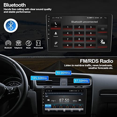 Android Car Radio 10 -инчен екран на допир GPS Sat Navi Stereo Player Amprime 2 DIN Bluetooth WiFi FM приемник мобилен телефон огледало со двојна USB + резервна камера