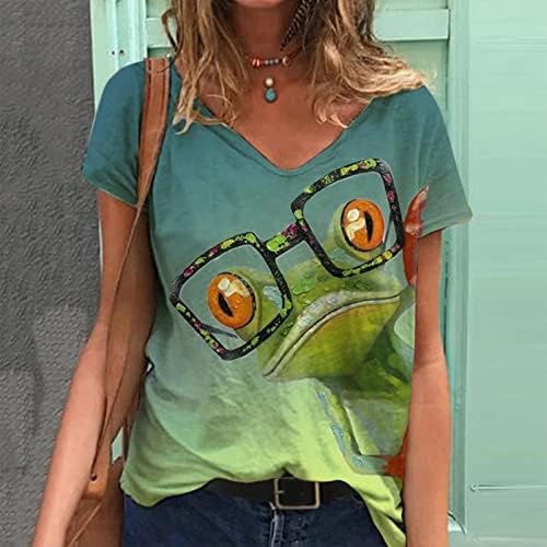 Womenените симпатична птица цветна печатена маица опуштена вклопена кратка ракав против вратот фустани врвови летни животни графички мета