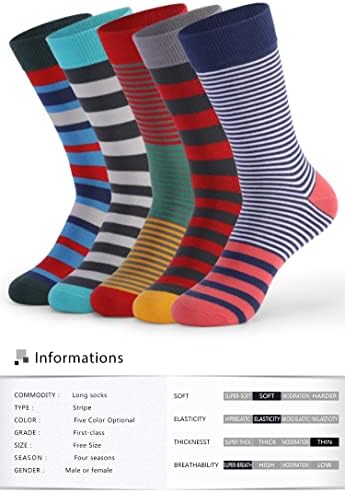 Yfqhdd 5 пара големи димензии мажи чорапи стандардни деловни чорапи шарени памук сокци шарени мажи долги чорапи