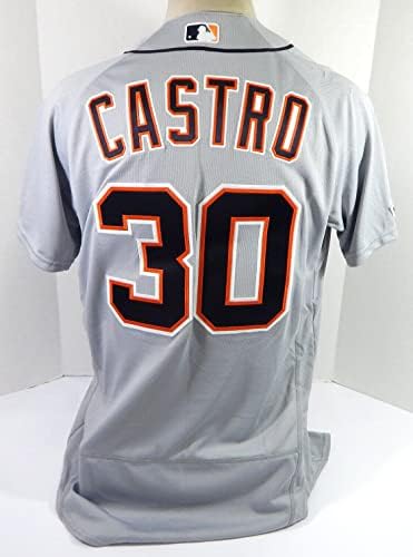 2019 година Детроит Тигерс Харолд Кастро 30 Игра издадена Греј Jerseyерси MLB 150 Patch 44 3 - Игра користена МЛБ дресови