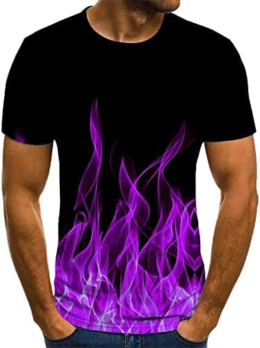 Плус кошула со големина за мажи лето кратки ракави 3Д маички за печатење на пламен трендовски маички кошули улична облека за тинејџери