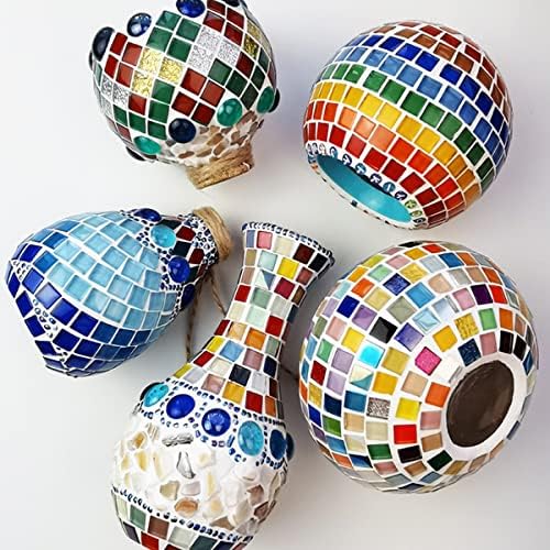 Yatinkim 160 парчиња сини мозаични плочки за занаетчиски стакло рефус квадратни занаетчиски материјали и материјали Декорација Деца возрасни загатки