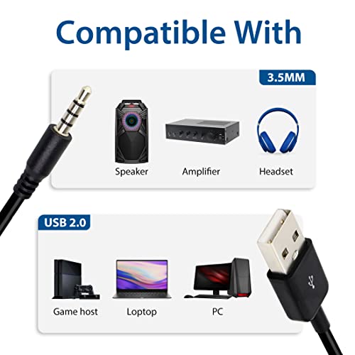Yacsejao USB до 3,5 mm аудио приклучок кабел 3,5 mm машки аудио приклучок до USB 2.0 машки кабел за кабел за полнење за MP3 плеер, слушалки